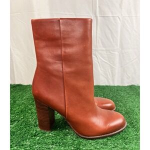Sam Edelman Reyes High Ankle Boots in Rust Leather SZ 8 Women's Zip Heel